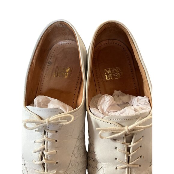 Vintage Nunn Bush White Woven Intrecciato Leather Lace-Up Brogues Mens Size 10 main image 4